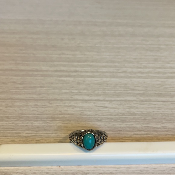 Silver & turquoise colored ring - Picture 1 of 3